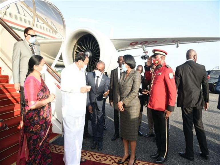 Vice President Naidu Arrives In Gabon In First Leg Of Three nation Visit