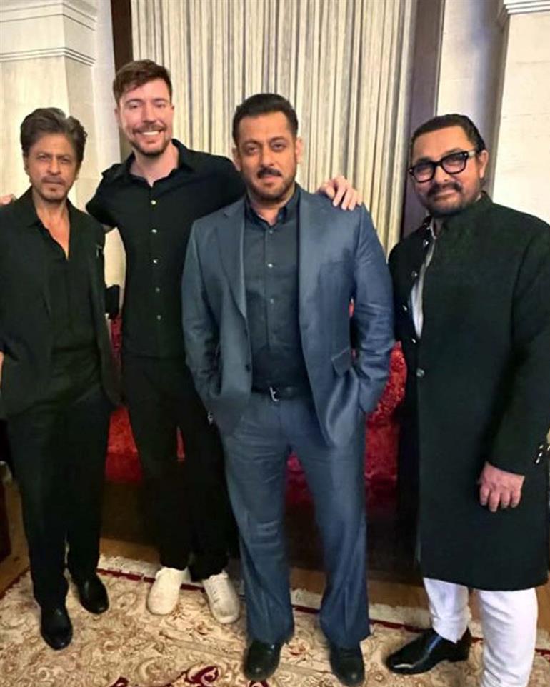 YouTuber MrBeast meets SRK, Salman, and Aamir in Riyadh; fuels buzz about possible collab