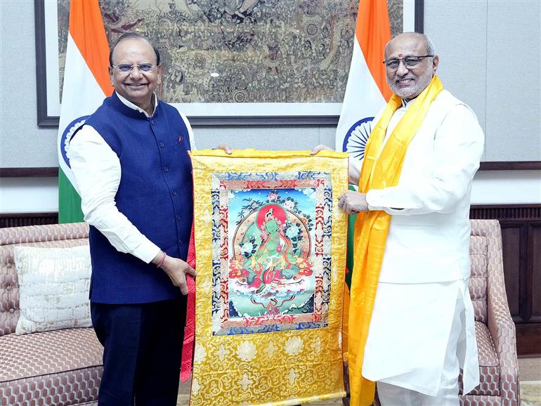 Delhi: Vice President CP Radhakrishnan meets Ladakh LG VK Saxena