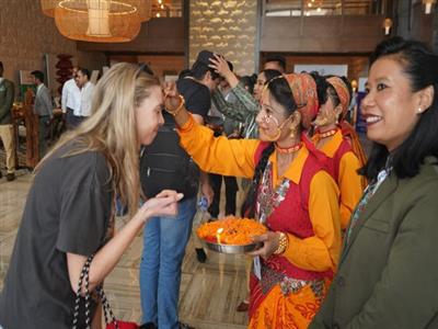 G20 delegates get traditional welcome on arrival at Jollygrant Airport in Dehradun