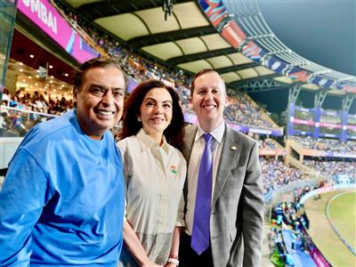 US Ambassador Sergio Gor meet Mukesh Ambani, Nita Ambani at India-US T20 WC clash